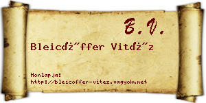 Bleicöffer Vitéz névjegykártya